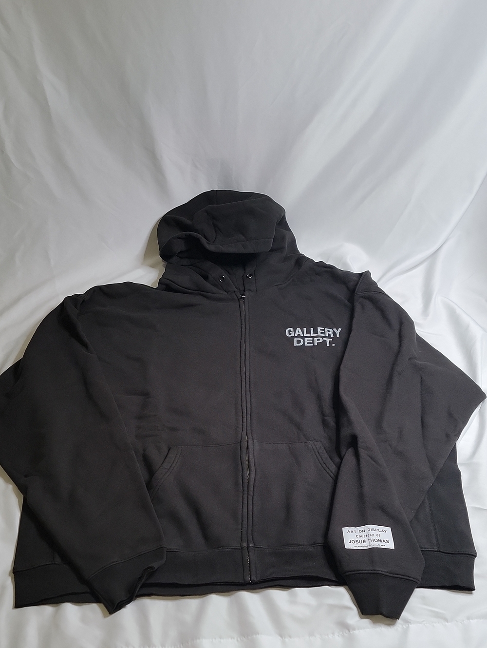 Gallery Dept Black Zip Hoodie with White Chest Logo
